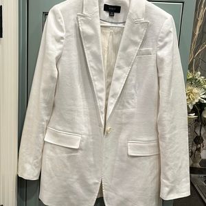 JCrew white linen one button blazer 6